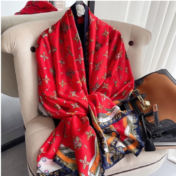 New 100% Silk Print Long Scarf Shawl Wraps - Picture 5 of 11